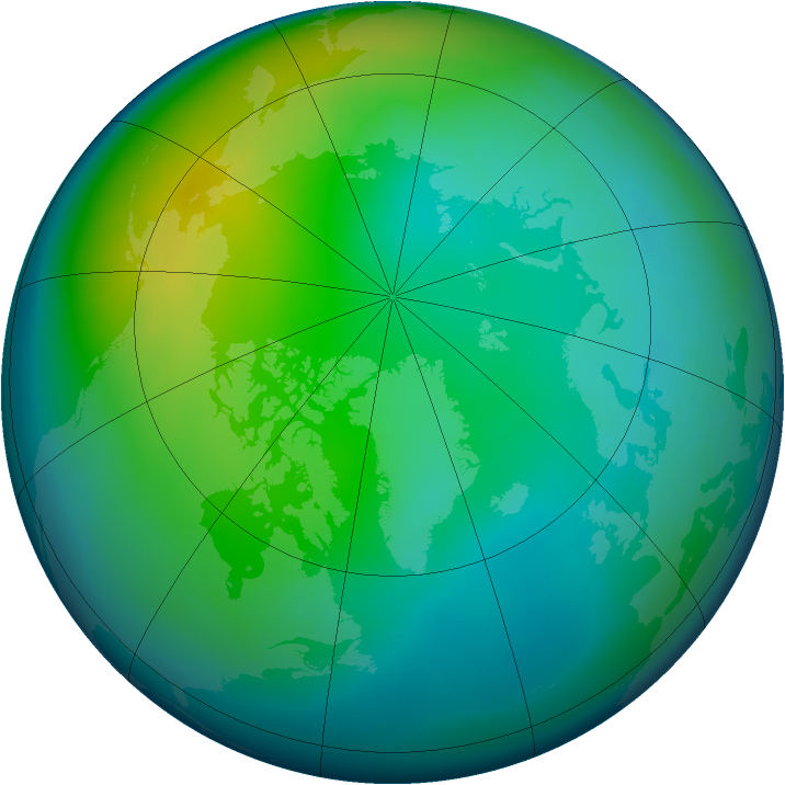 Arctic ozone map for November 2008